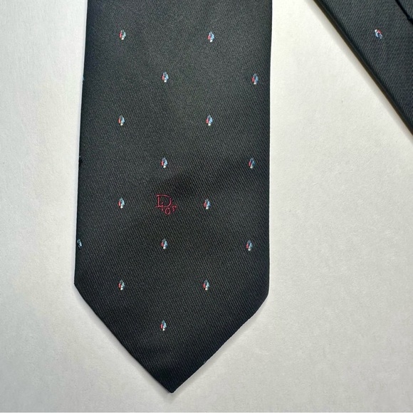 Vintage DIOR Classic Signature Black Embroidered Tie - Picture 7 of 7